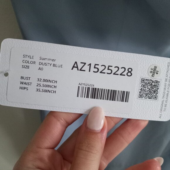 NWT Azazie Summer Dusty Blue Bridesmaid Dress Size A0 - Picture 4 of 5